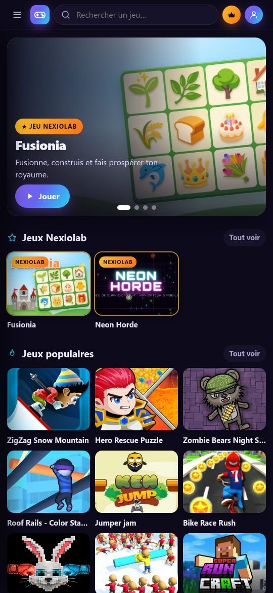 NexioGame sur téléphone